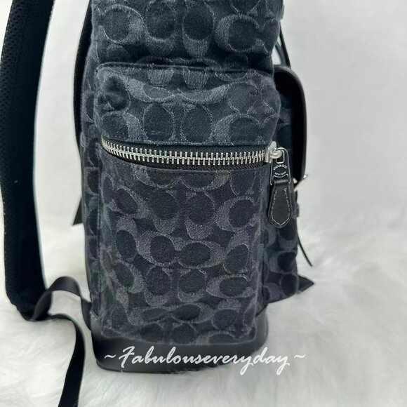 Coach Men's Sprint Backpack In Signature Denim In Silver/Black CAJ57  $745 - Picture 6 of 14
